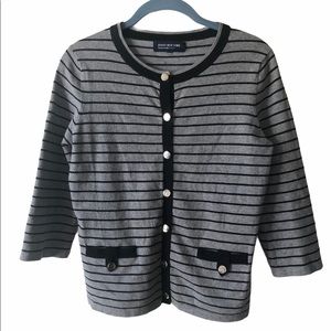Jones New York black & gray striped sweater SP